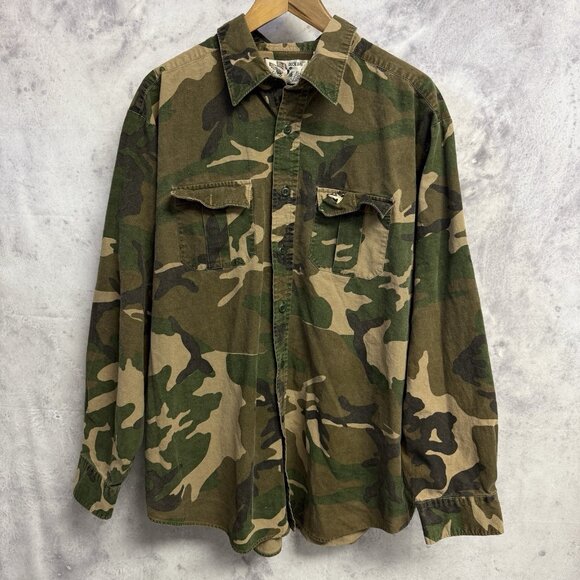 Vintage Duck Bay Camo Shirt Mens XL Button Up Long Sleeve Outdoor Hunting - Picture 1 of 11